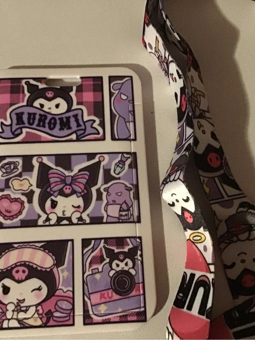 Purple Cartoon Card Holder with Lanyard